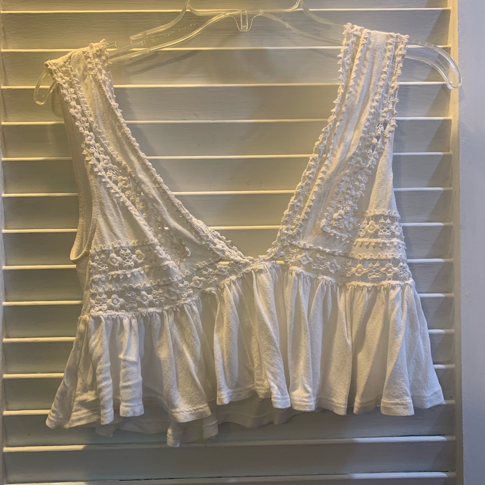 White lace crop top